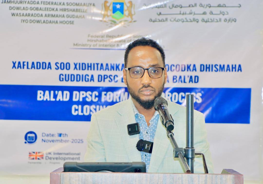 Wasaaradda Arrimaha Gudaha iyo Dowladaha Hoose ee Hirshabelle ayaa maanta magaalada Balcad  ku qabatay Xafladda soo xiritaanka geeddi-socodka dhismaha  Guddiga Nabadda iyo Xasillinta Degmada Balcad,  DPSC